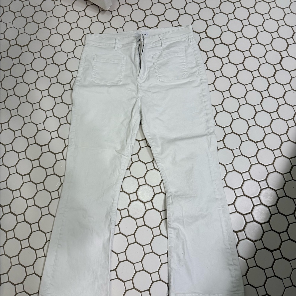 LOFT White High-Rise Wide Leg Pants